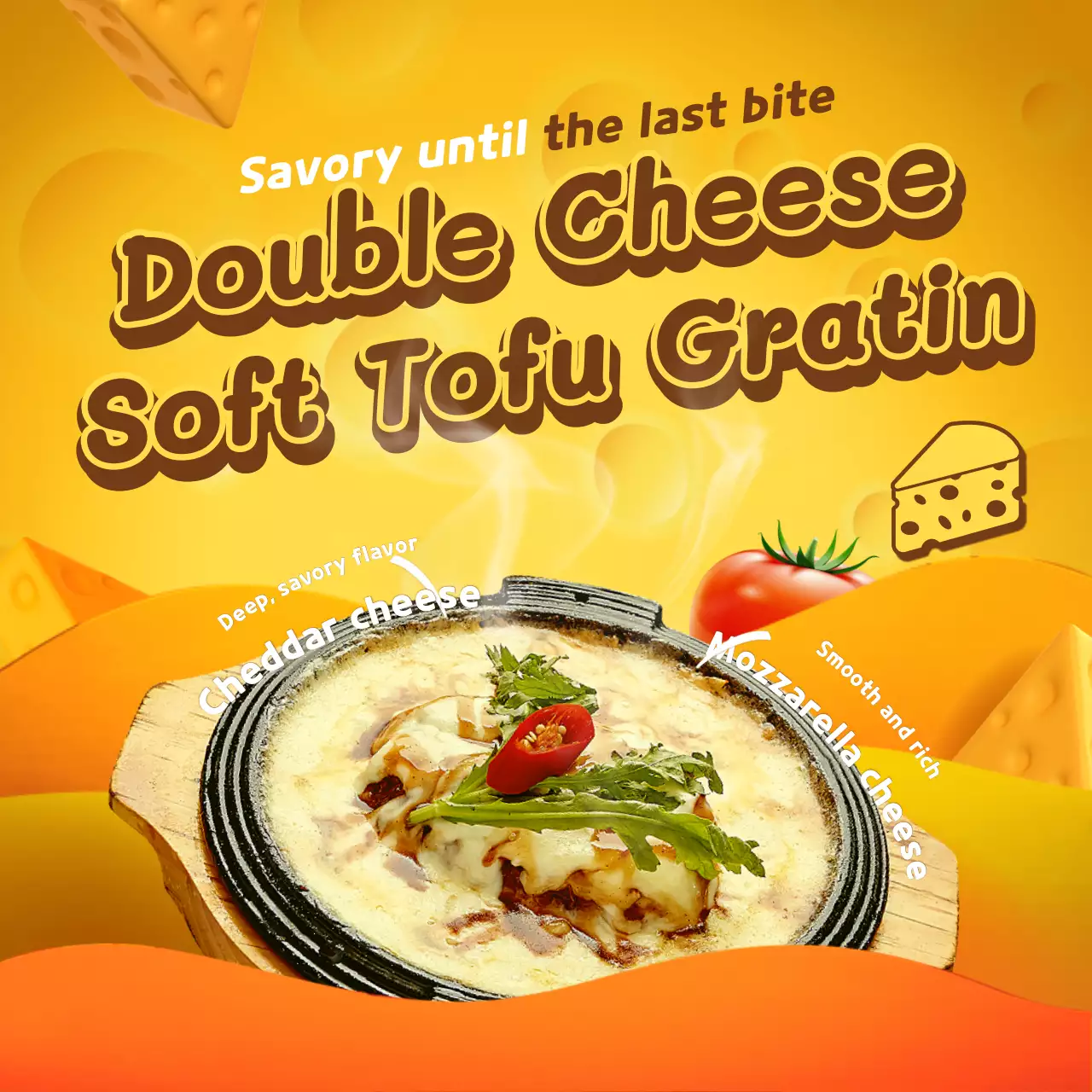 Yellow Trendy Cheese Promotion Social Media Post