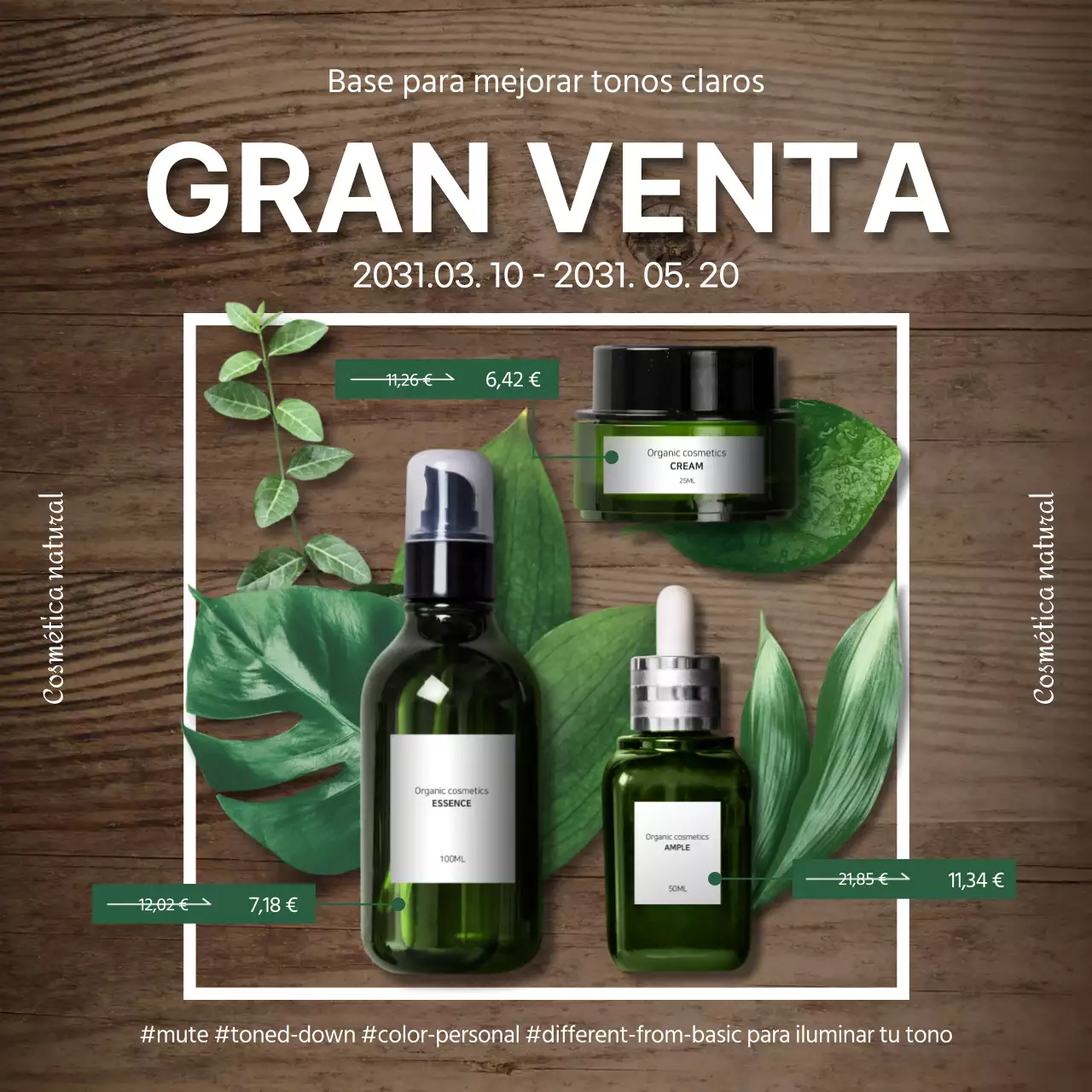 Promover un maquillaje de base de color personal de aspecto natural con cosméticos ecológicos