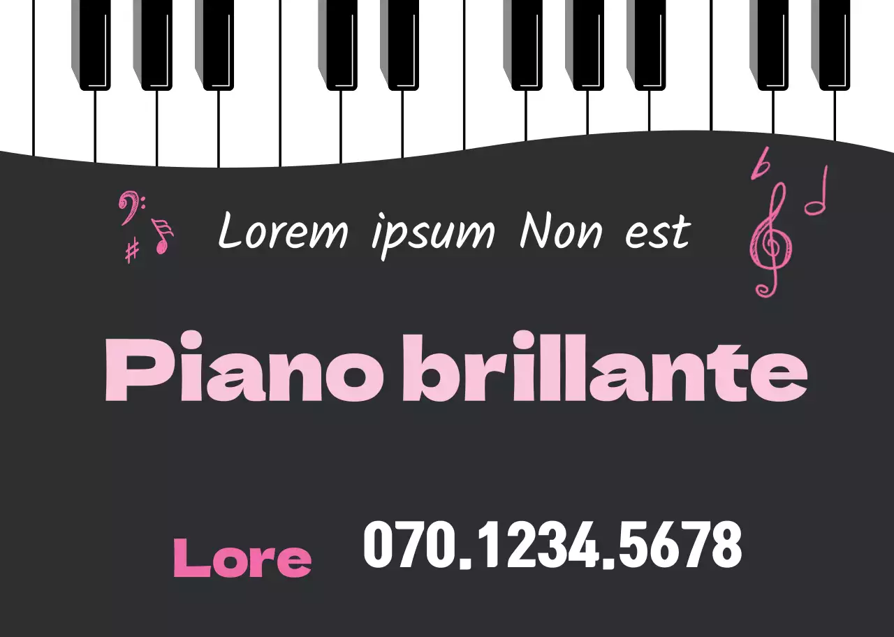 Ilustración de teclado en blanco y negro promoción de escuela de música