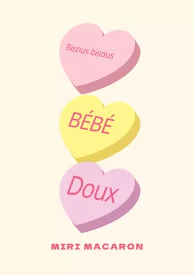 Affiche promotionnelle d'un café de macarons jaune et rose