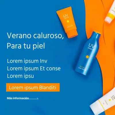 Protección solar de verano con acento azul-naranja Acto de contratación para celebrar el lanzamiento de la protección solar de verano