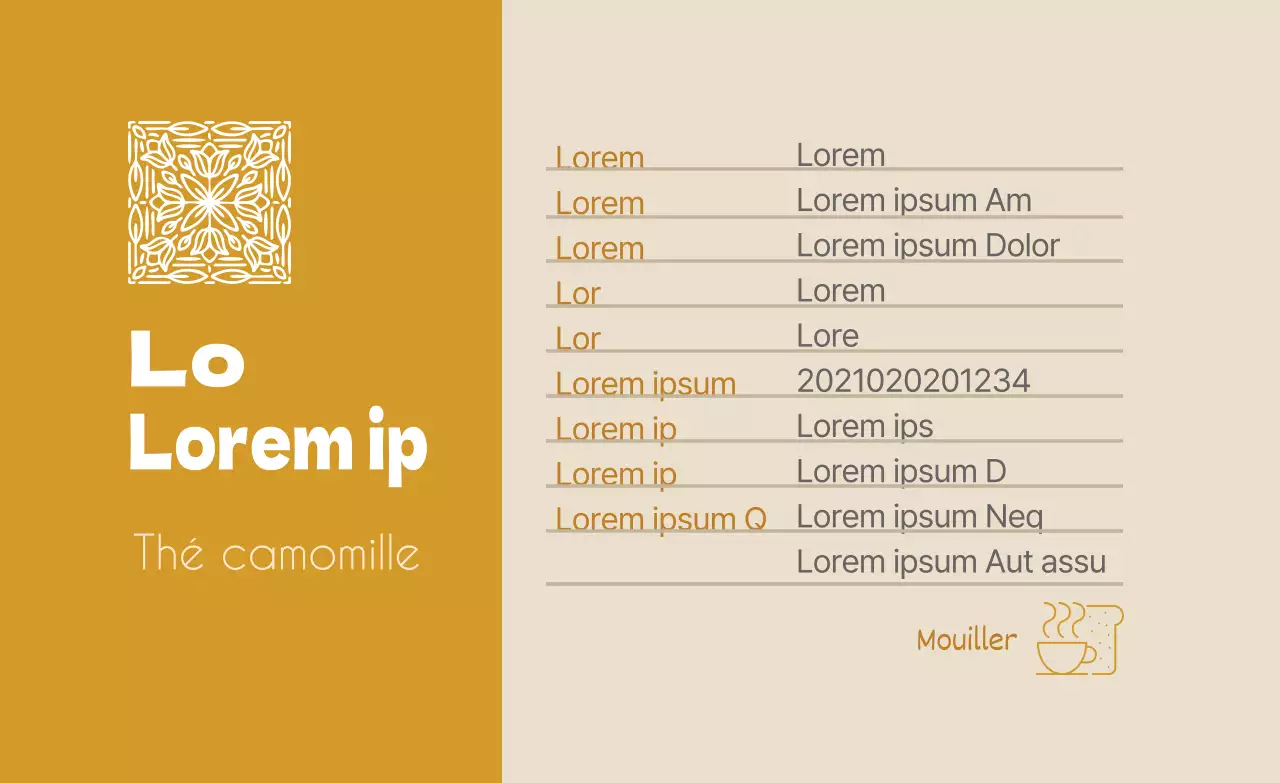 Logo ocre étiquette de détail pour thé à la camomille alimentaire soigné
