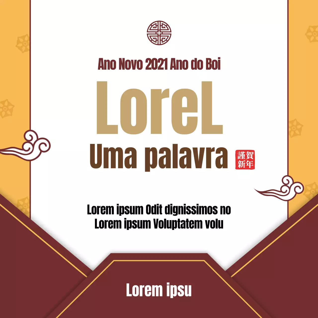 Envelope de carta amarelo-castanho Mantra de Ano NovoEvento