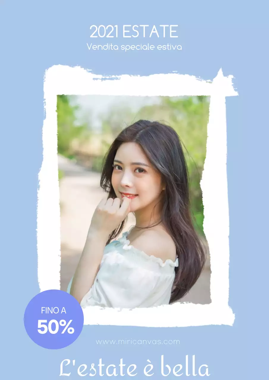 Semplice poster promozionale dei saldi estivi in azzurro