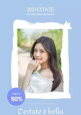 Semplice poster promozionale dei saldi estivi in azzurro