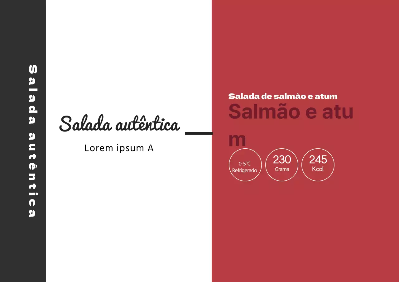 Rótulo vermelho preto com ilustração de salada