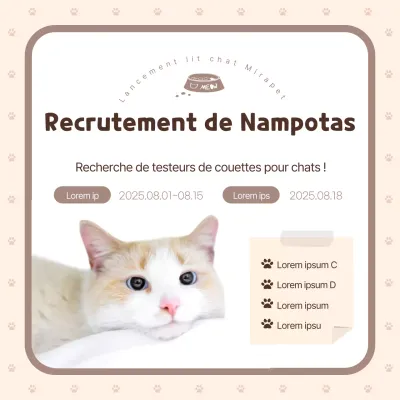 Nous recherchons des testeurs pour notre nouvelle couette pour chat marron et beige.
