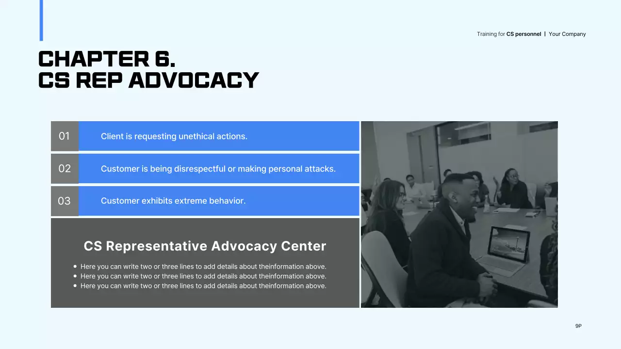 Blue Professional Customer Training Guide Presentation