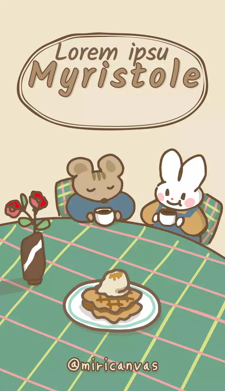 Una cafetería con simpáticas ilustraciones en beige y marrón