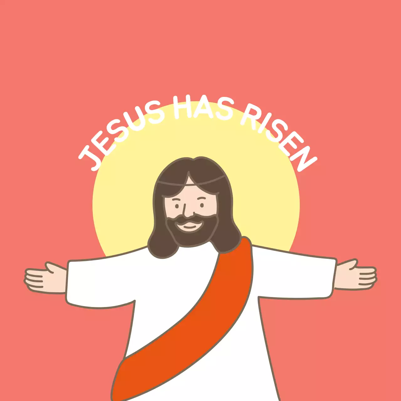 多紅色のイラストイースター教会用丸型ステッカー