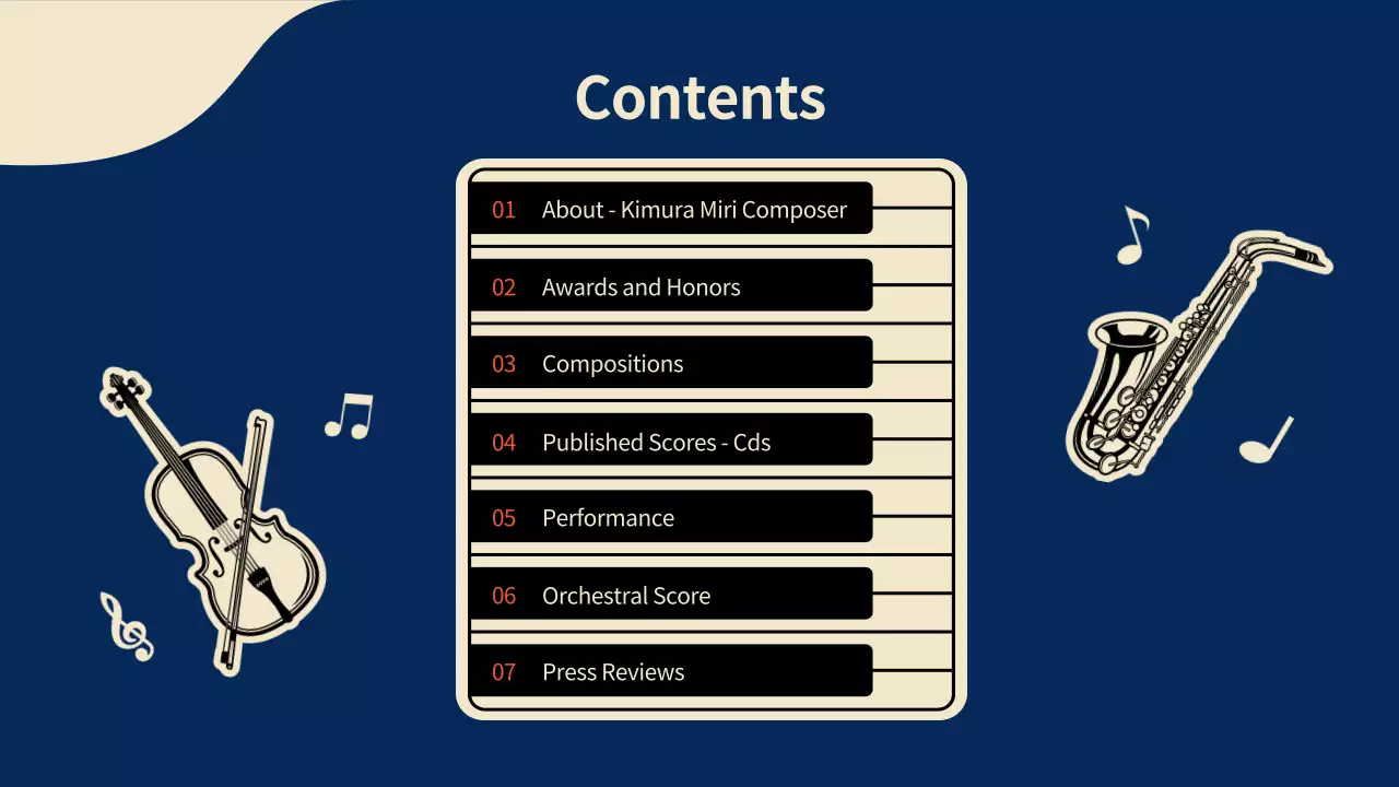 青 シンプル 音楽 ポートフォリオ プレゼンテーション