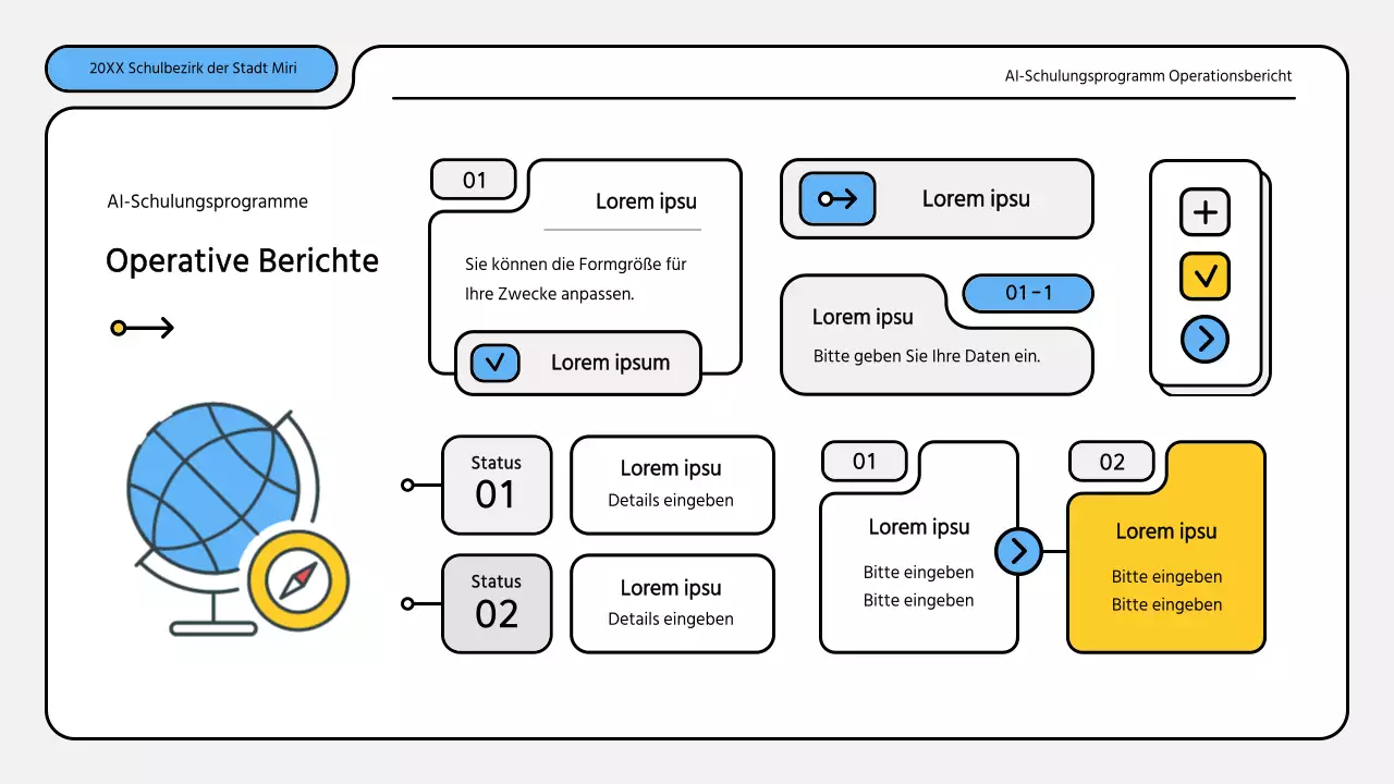 Hübsche blau-gelbe Präsentationsmappe für Ausbildungsberichte