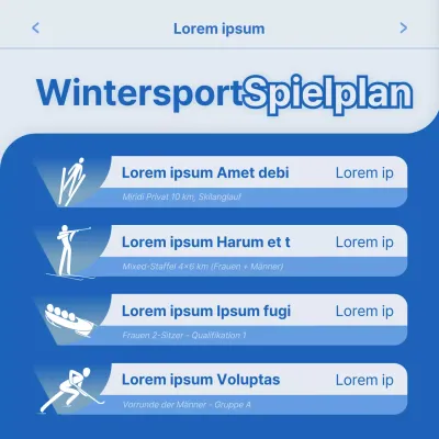 Wintersportkalender mit einem blau-weißen UI-Konzept