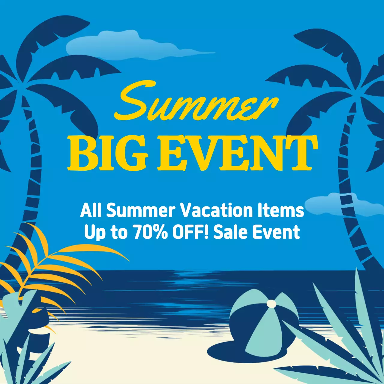 Cute illustrated sale details in blue and yellow