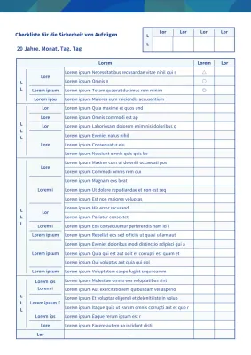 Sicherheitscheckliste für Aufzüge mit einem klaren blau-weißen Musterkonzept