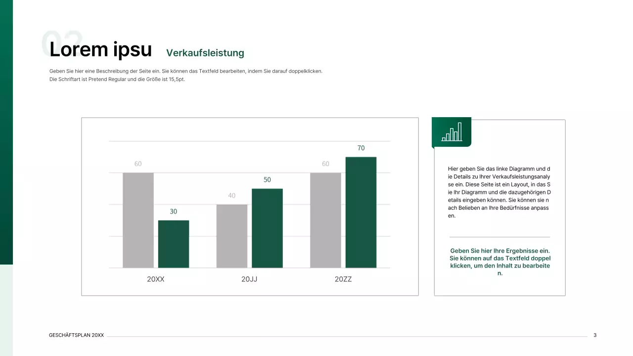 Präsentationsmappe für einen Geschäftsplan mit einem Indexkonzept in Grün mit Farbverlauf