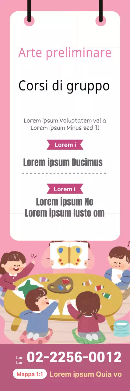 Illustrazione rosa promozione scuola d'arte carina