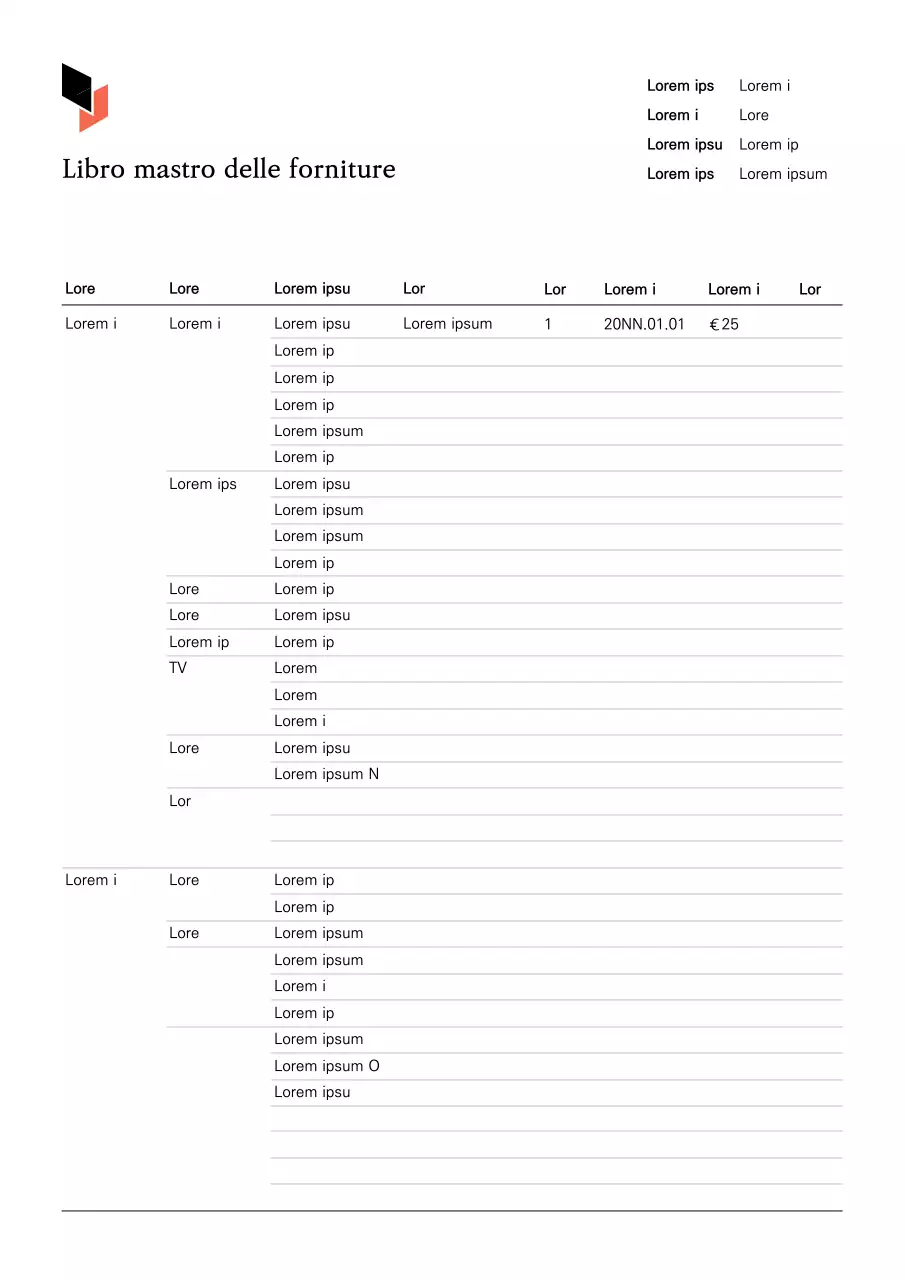 Un registro delle forniture pulito, bianco e beige