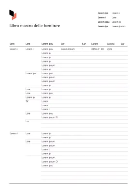 Un registro delle forniture pulito, bianco e beige