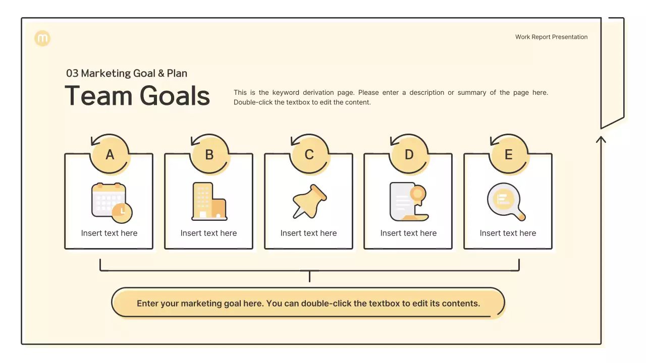 Point shapes with light yellow arrows business presentation kit