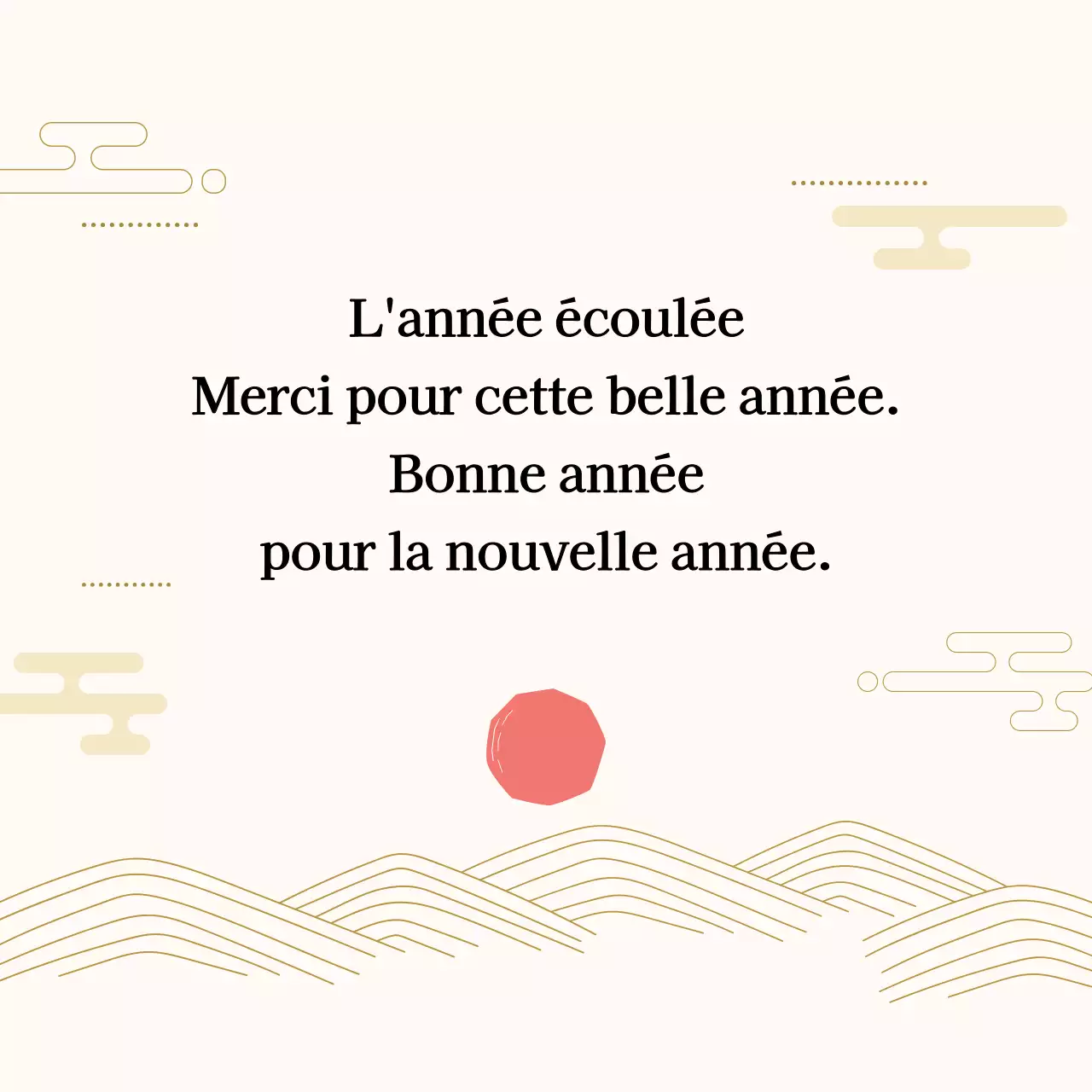 Étiquettes de vœux traditionnelles pour le Nouvel An en ivoire et en rouge.