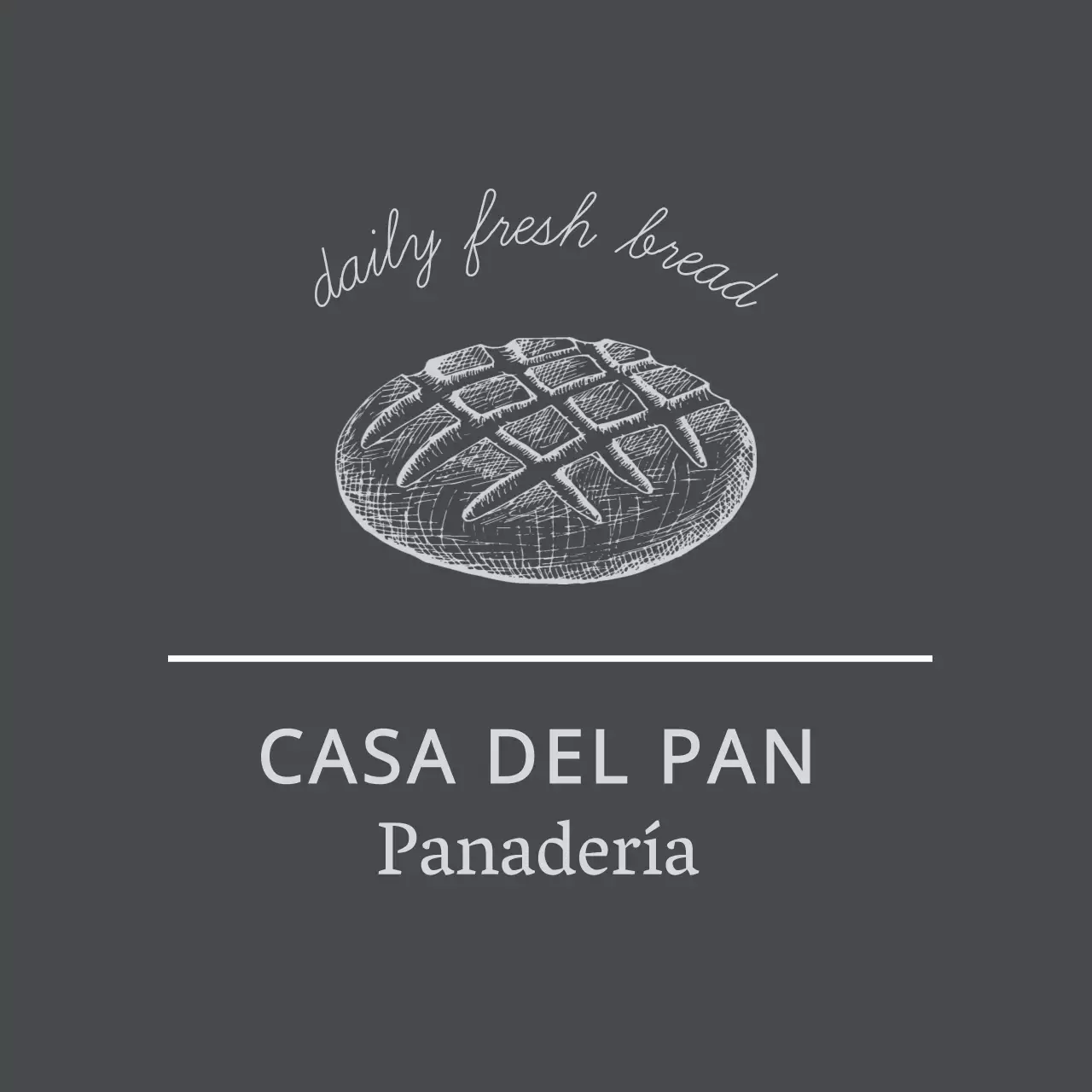 Etiqueta vintage de panadería con ilustración en gris oscuro