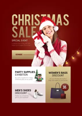 Red Classic Christmas Promotion Poster
