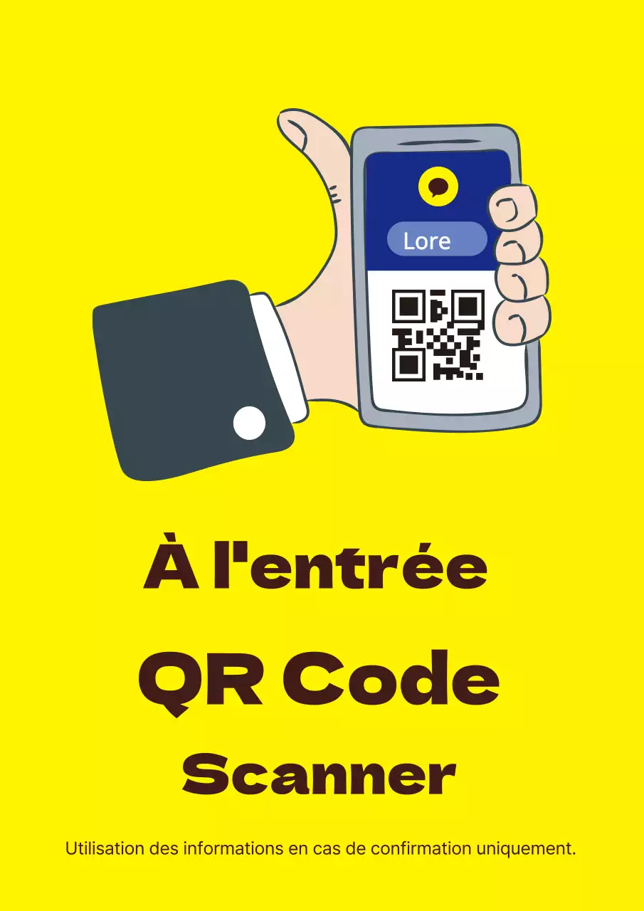 Affiche promotionnelle simple d'entrée jaune avec lecture du code QR