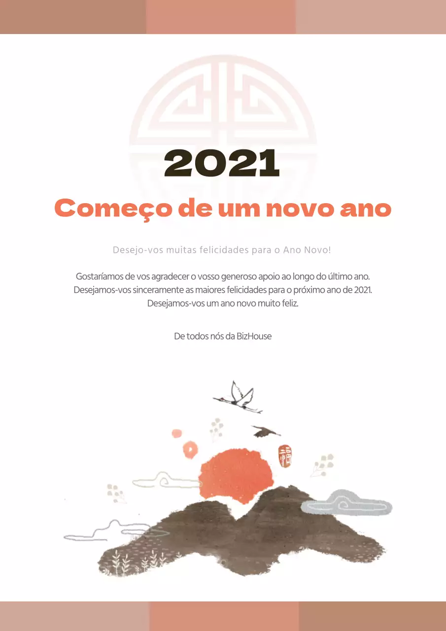 Ilustração bege Saudações tradicionais de Ano Novo