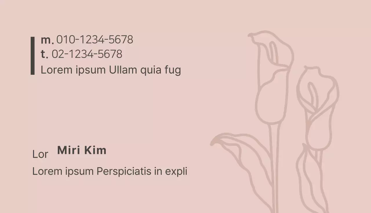 Carte de visite illustrée rose-gris pour fleuriste