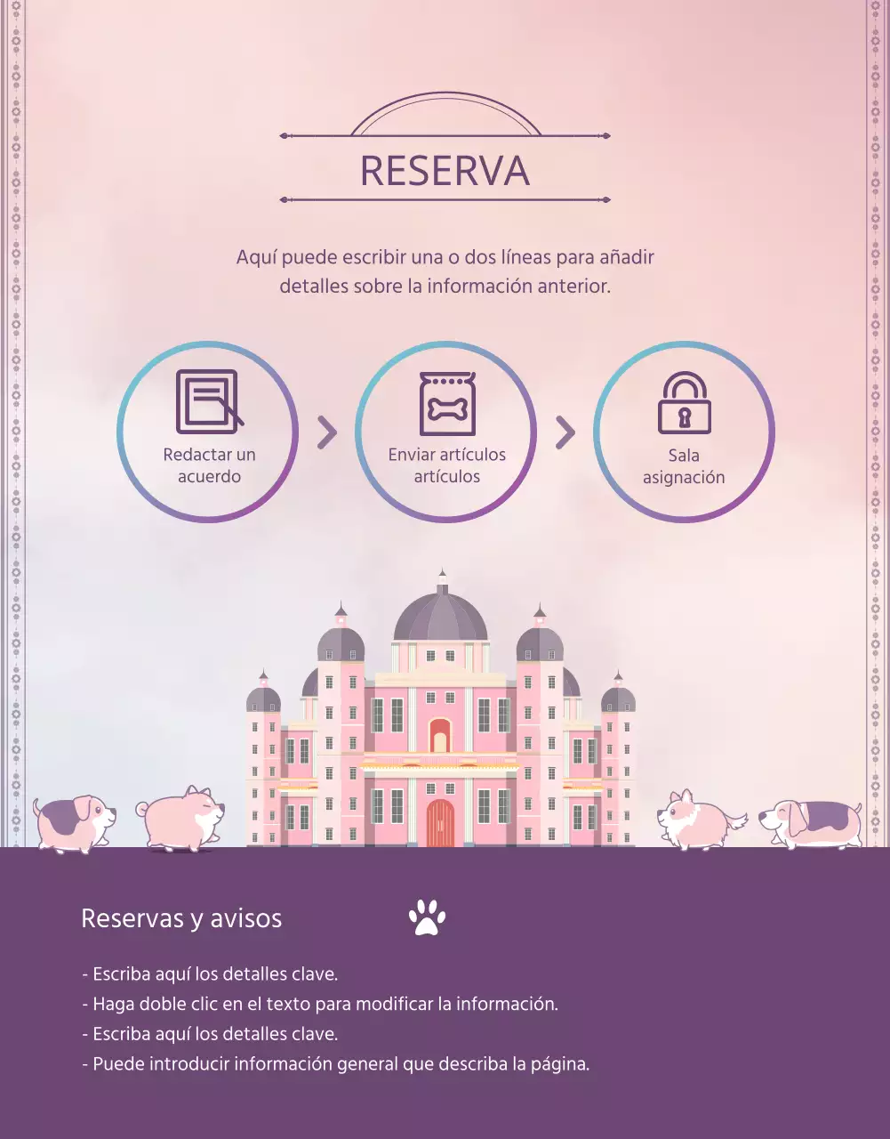Promocione su hotel para mascotas en morado y rosa