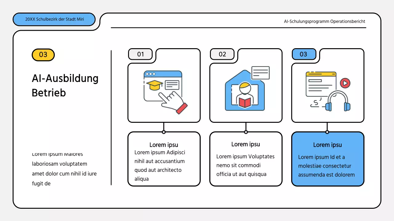 Hübsche blau-gelbe Präsentationsmappe für Ausbildungsberichte