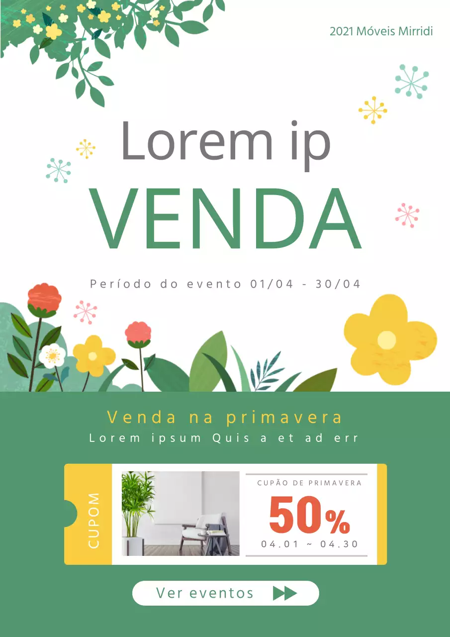 Página do cupão do Evento de Liquidação de primavera Verde Amarelo
