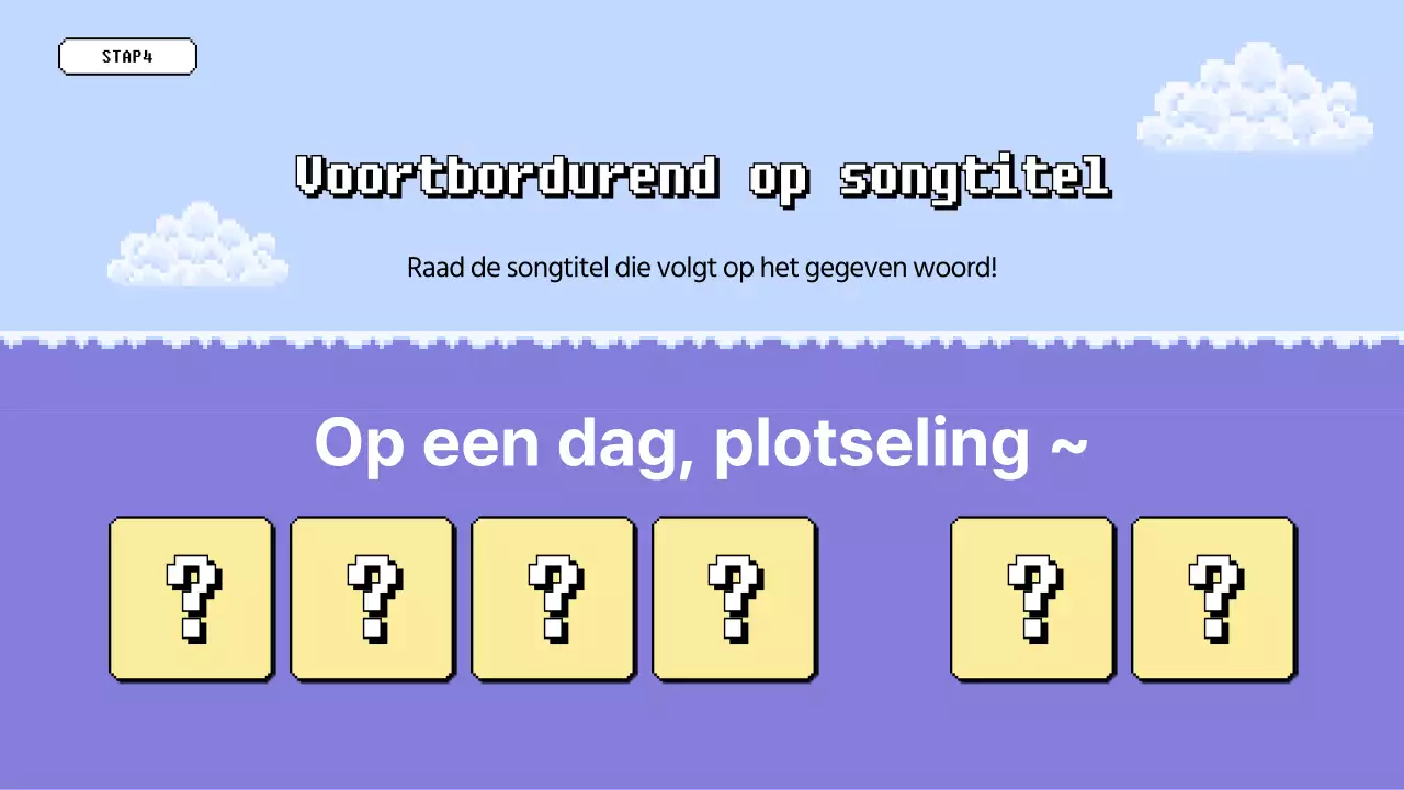 Workshop-quizspel met een blauw en geel korrelig gevoel