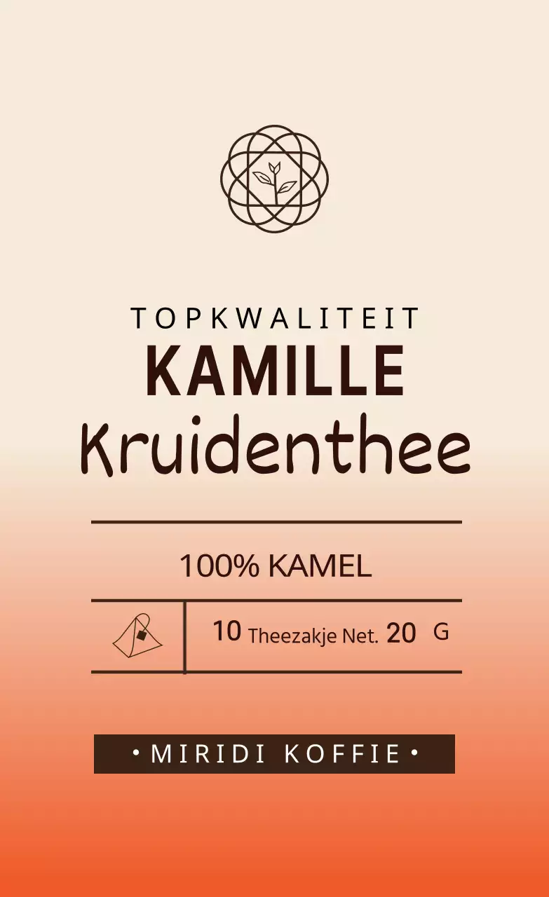 Rood ivoor geïllustreerd cafe kamillethee label