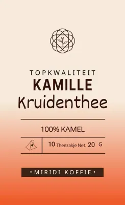 Rood ivoor geïllustreerd cafe kamillethee label