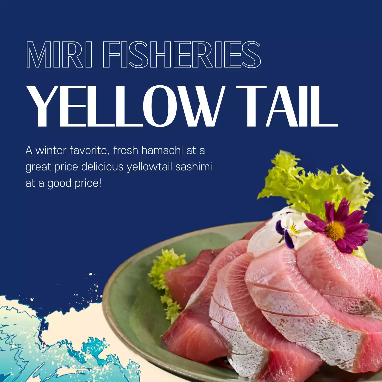 Blue Modern Seafood Promotion Instagram Post