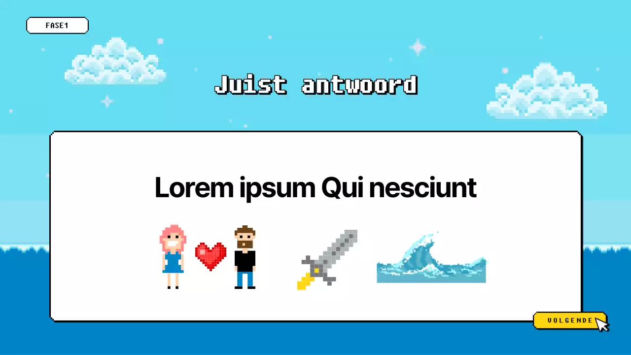 Workshop-quizspel met een blauw en geel korrelig gevoel