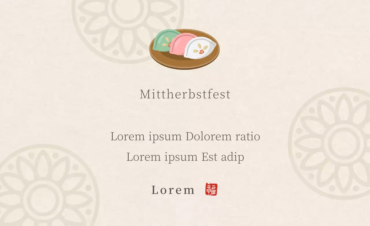 Elfenbein traditionelles Muster einfacher Reiskuchen Restaurant Chuseok Danksagung