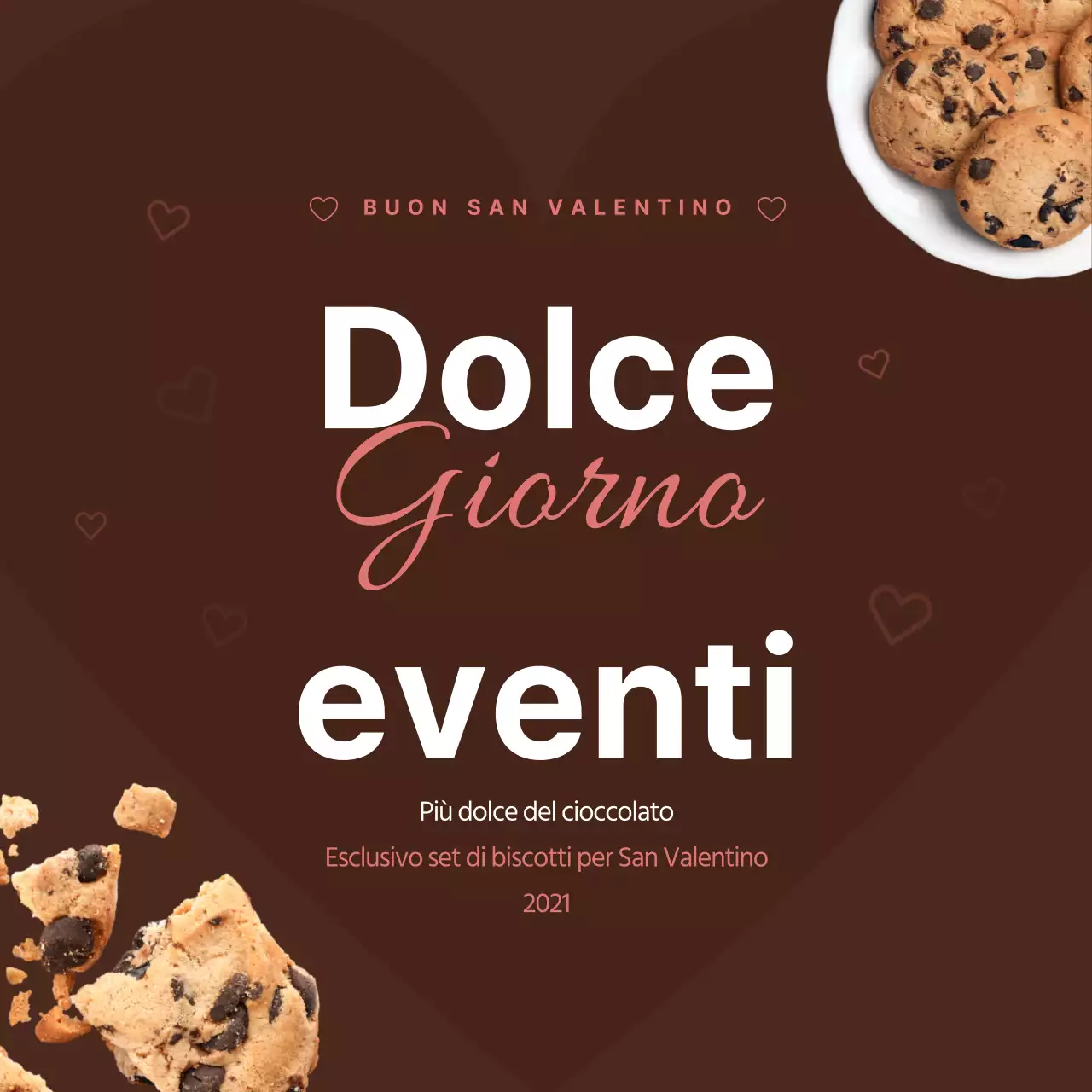 Biscotti al cioccolato di San Valentino, marroni e bianchi, ordinati Evento