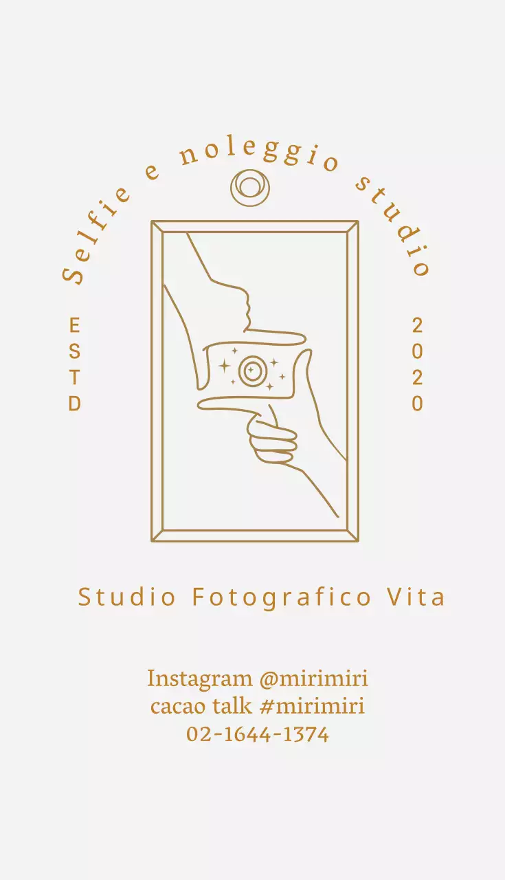 Biglietto da visita studio fotografico grigio beige illustrato