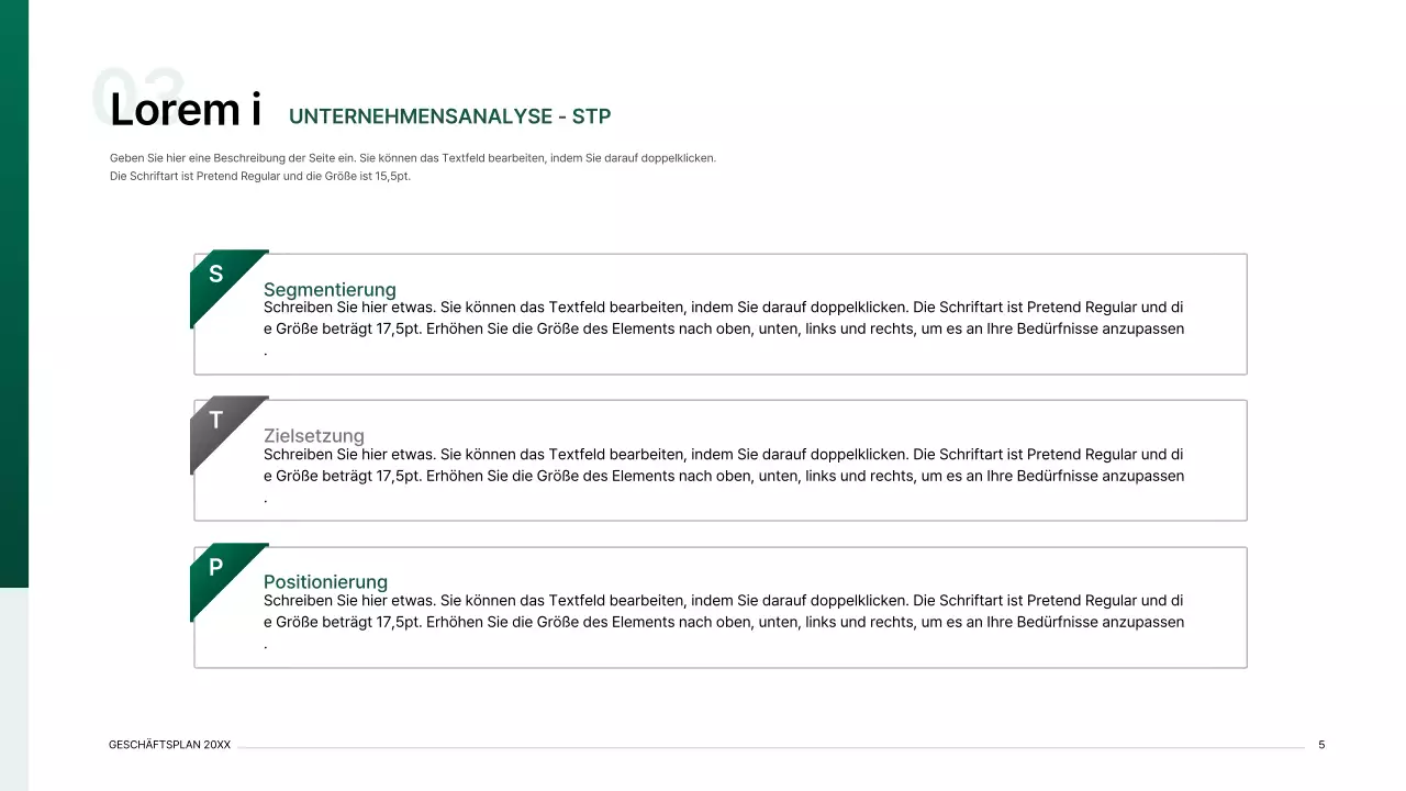 Präsentationsmappe für einen Geschäftsplan mit einem Indexkonzept in Grün mit Farbverlauf