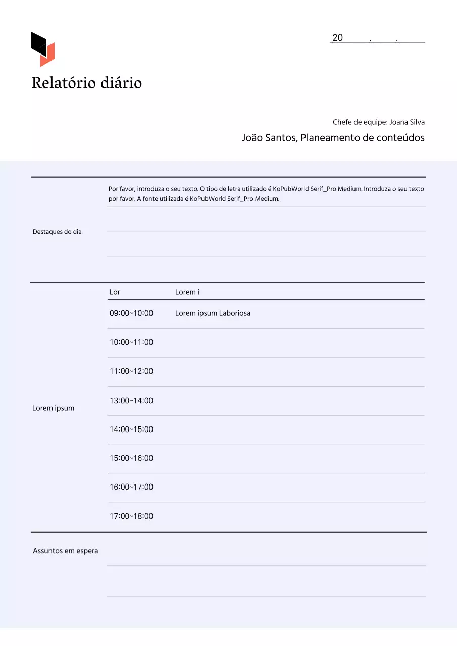 Relatórios de tarefas diárias limpos, em branco e bege