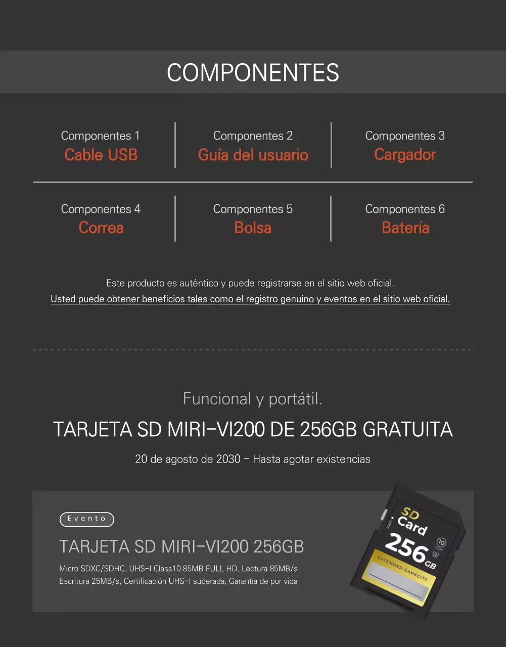 Página de detalles de la cámara