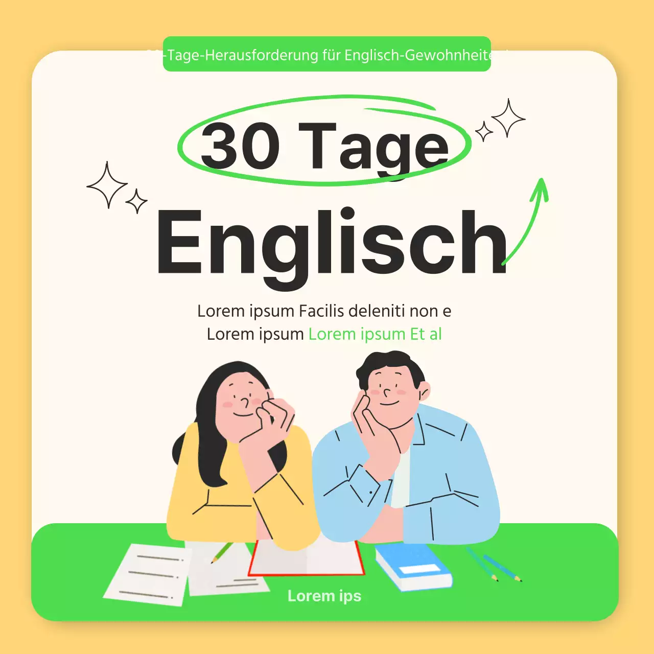 New Year's English Habits Challenge in Chartreuse und Gelb