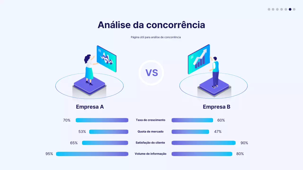 Gráfico de comparação de ícones gradientes azuis e roxos