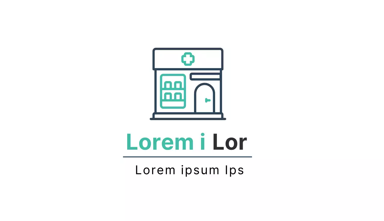 illustration bleue logo simple hôpital pharmacie