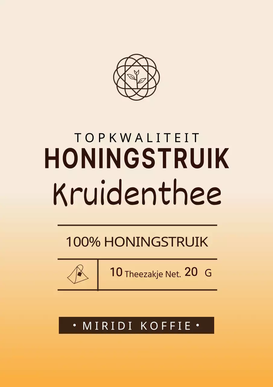 Eenvoudig etiketontwerp voor kruidenthee met gele kleurverlopen