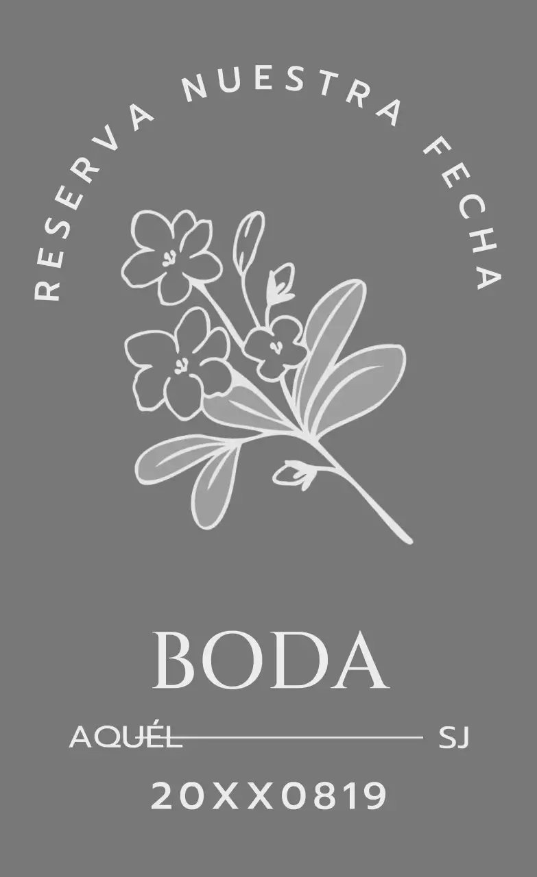 Para invitaciones de boda con ilustraciones de flores y pájaros en gris oscuro