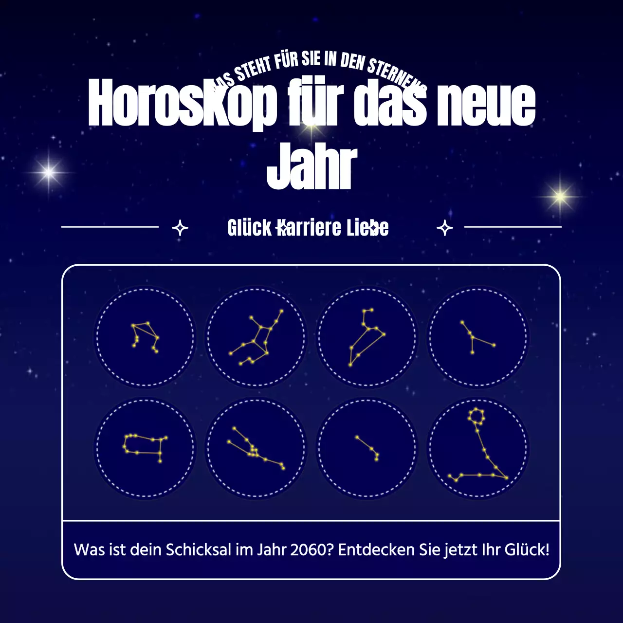 Neues Jahr Horoskop mit blauem Himmel leuchtenden Stern Konzept